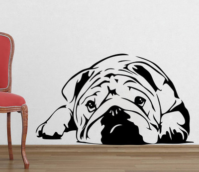 64% OFF on D��cor Kafe Decal Style Pug Looks Sad Wall Sticker Samll Size-17*10 Inch Wall Sticker Sticker Pack of 1