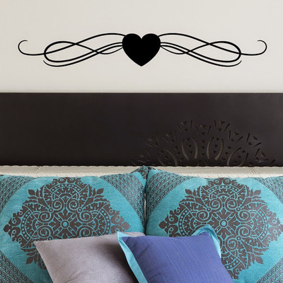 50% OFF on DeStudio Heart Love Bed Border Cute Decorwall Sticker Color Black Size 135 X 60 Cms Wall Sticker