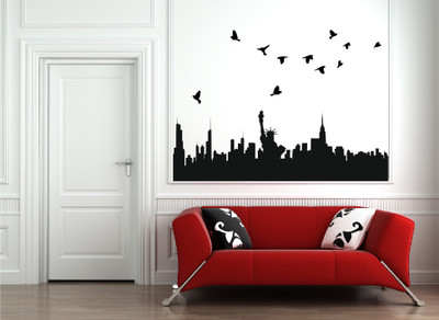 26% OFF on Dream On Walls Cityscape With Birds Self Adhesive Vinyl Decal Sticker