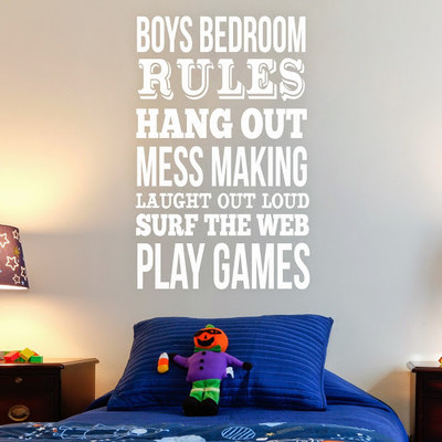 50% OFF on DeStudio Bedroom Boys Rules Wallart Vinyl Color White Size 150 X 60 Cms Wall Sticker