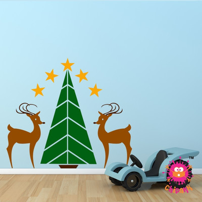 25% OFF on Chipakk Christmas Tree Reindeer Medium Pigmented Polyvinyl Sticker