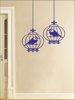 87% OFF on Wall1ders Birds With Hanging Cage PVC Vinyl Sticker Pack of 1