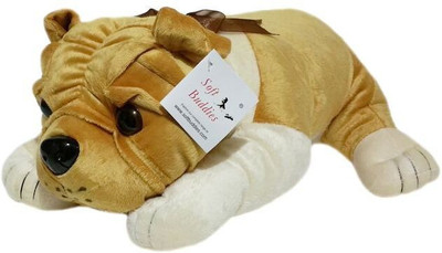 Soft Buddies Lying Bull Dog Light Brown - Palm Size extra small - 2 inch
