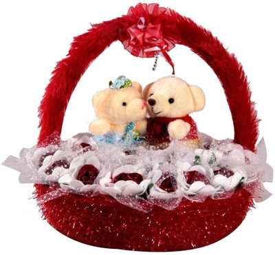 14% OFF on Tokenz Cuddling Rosebuds Couple Basket - 9 inch