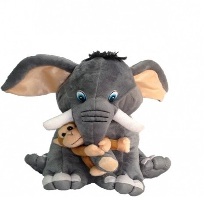 44% OFF on SCG Monkey Hanging On Elephants Trunk,He Looks Absolutely Adorable - 32 cm