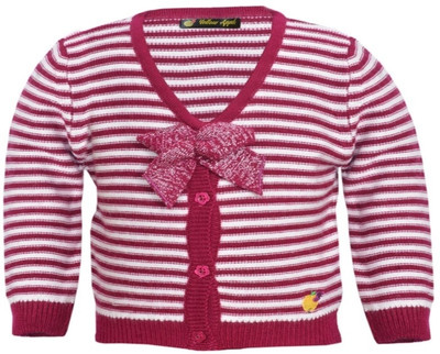 40% OFF on Yellow Apple Striped V-neck Casual Baby Girl's Sweater