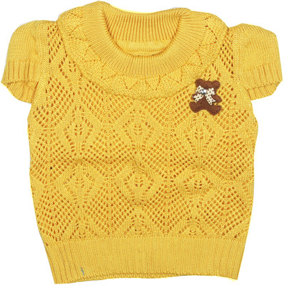 Camey Self Design Round Neck Casual Baby Girl's Sweater Camey Self Design Round Neck Casual Baby Girl's Sweater