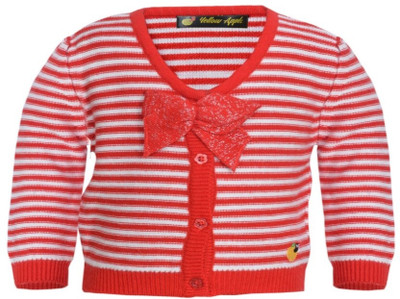 40% OFF on Yellow Apple Striped V-neck Casual Baby Girl's Sweater