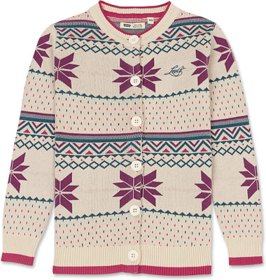 Levis Kids Printed Round Neck Casual Girl's Sweater Levis Kids Printed Round Neck Casual Girl's Sweater