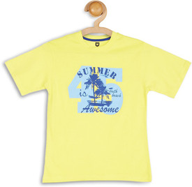 612 League Graphic Print Boy's Round Neck Yellow T-Shirt