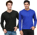 61% OFF on TSX Solid Men's Henley T-Shirt Pack of 2
