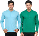 60% OFF on TSX Solid Men's Henley T-Shirt Pack of 2