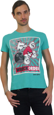 55% OFF on Angry Birds Printed Men's Round Neck T-Shirt