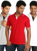 30% OFF on Campus Sutra Solid Men's Polo T-Shirt Pack of 3