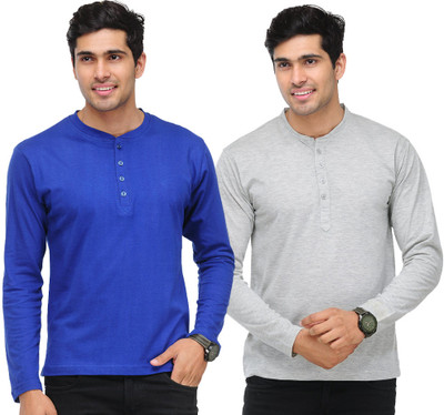 71% OFF on TSX Solid Men's Henley T-Shirt Pack of 2