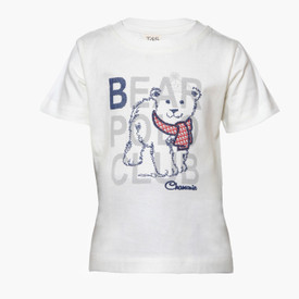 Tales & Stories Animal Print Boy's Round Neck White T-Shirt