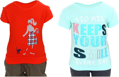 55% OFF on Bio Kid Printed Girl's Round Neck T-Shirt