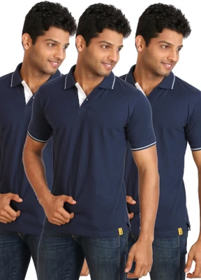30% OFF on Campus Sutra Solid Men's Polo T-Shirt Pack of 3