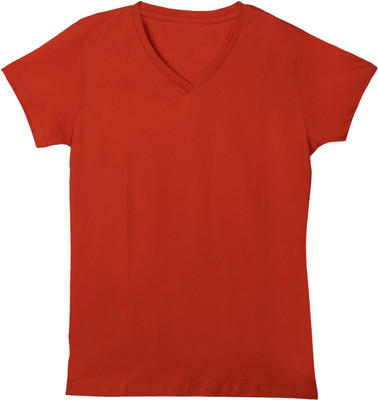 52% OFF on F Fashion Stylus Solid Girl's V-neck T-Shirt