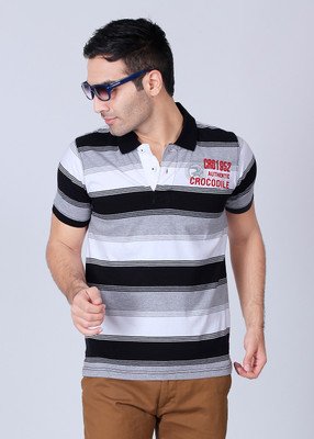 Crocodile Striped Men's Polo T-Shirt Crocodile Striped Men's Polo T-Shirt