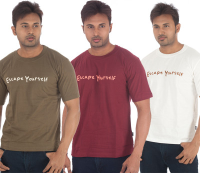 66% OFF on TSG Escape Printed Men's Round Neck T-Shirt Pack of 3
