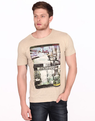 69% OFF on Fritzberg Printed Men's Round Neck Linen T-Shirt