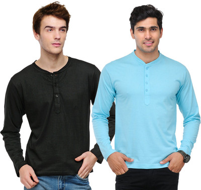 60% OFF on TSX Solid Men's Henley T-Shirt Pack of 2