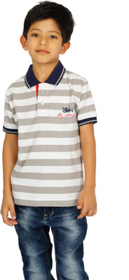 65% OFF on Shaun Striped Boy's Polo Neck T-Shirt