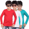 47% OFF on Dongli Solid, Self Design Boy's Round Neck T-Shirt Pack of 3