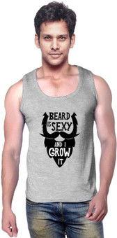Wear Your Opinion Graphic Print Men's Scoop Neck Grey T-Shirt