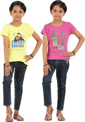 47% OFF on Rhamgold Printed Girl's Round Neck Reversible T-Shirt