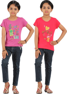 60% OFF on Rhamgold Printed Girl's Round Neck Reversible T-Shirt