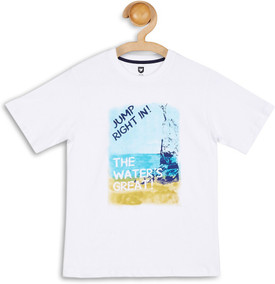 612 League Graphic Print Boy's Round Neck White T-Shirt