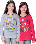 40% OFF on Sinimini Printed Girl's Round Neck T-Shirt
