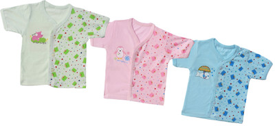 Infano Printed Baby Girl's V-neck T-Shirt Pack of 3