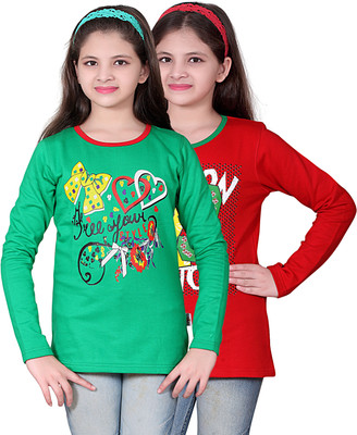 40% OFF on Sinimini Printed Girl's Round Neck T-Shirt