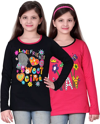 40% OFF on Sinimini Printed Girl's Round Neck T-Shirt