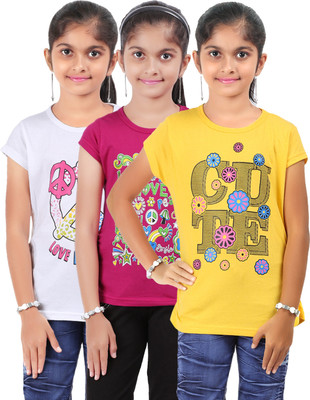 Bes-Tex Printed Baby Girl's Round Neck T-Shirt Pack of 3