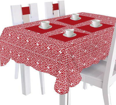 Smart Home Printed 8 Seater Table Cover Red, Cotton