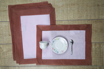 Ocean Home Store Rectangular Pack Of 6 Table Placemat Pink, Cotton - TPME994HUTQ7GSND