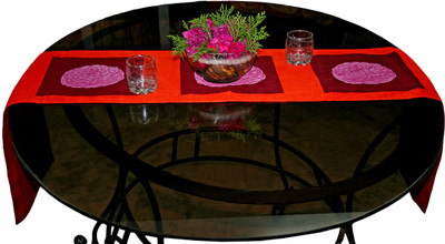 50% OFF on Sriam Red, Orange 180 cm Table Runner