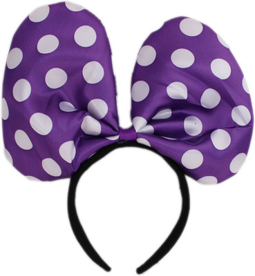 Tootpado Big Minnie Mouse Style Polka Dot Head Bow Hair Bands For Parties. Crown & Tiara (Purple, Pack Of 1)