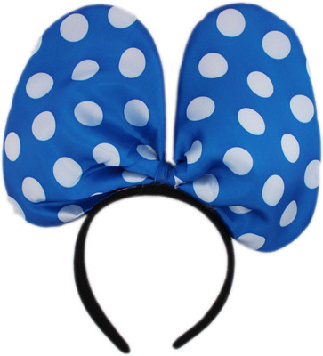 Tootpado Big Minnie Mouse Style Polka Dot Head Bow Hair Bands For Parties. Crown & Tiara (Blue, Pack Of 1)