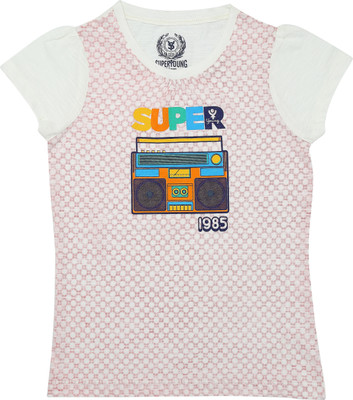 SuperYoung Casual Short Sleeve Graphic Print Girl's Top SuperYoung Casual Short Sleeve Graphic Print Girl's Top