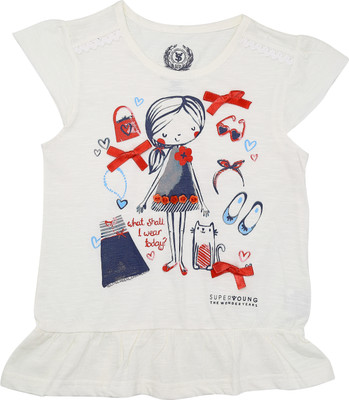 SuperYoung Casual Short Sleeve Graphic Print Girl's Top SuperYoung Casual Short Sleeve Graphic Print Girl's Top