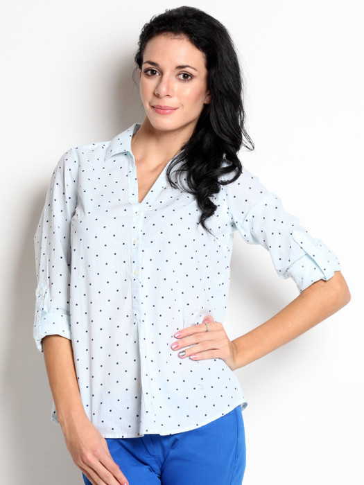 My Addiction Casual Roll-up Sleeve Polka Print Women's Top - TOPDTPBXRUVSKDPA