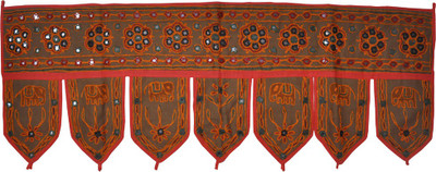 25% OFF on Lal Haveli Ethnic Mirror Work With Elephant Embroidery Design Handmade Bandhanwar Toran