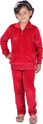 28% OFF on Vivid Bharti Style Collar Cotton Velvet/Shearing Solid Girl's Track Suit