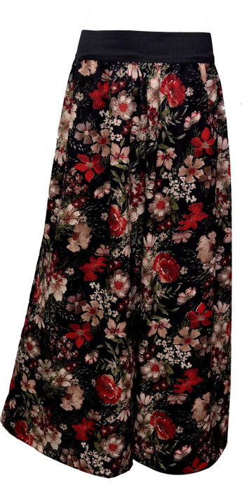 Shopingfever Black Floral Print Regular Fit Women's Trousers