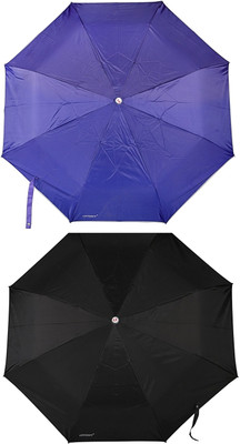 60% OFF on Bizarro Plain Combo-3-Fold Heavy Quality Set of 2 Umbrella Blue, Black